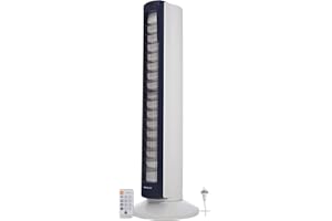 Iris Ohyama, Woozoo Ventilateur colonne silencieux, puissant & portable, Portée 10m, Oscillation, Inclinaison verticale, Télécommande, Minuterie, Salon - Woozoo TWF-C82T - Blanc