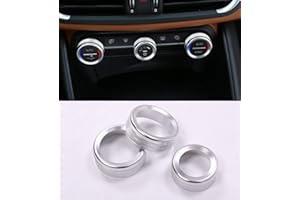YIWANG 3 Colori In Lega di Zinco Auto Console Interna Aria Condizionata Manopole Circle Trim 3 pz Per Giulia Stelvio 2016-2020 Accessori Auto (Argento)