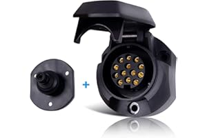 CXTM Presa Rimorchio 13 Poli, Presa 13 Poli Rimorchio, Contatto a Vite Secondo ISO 11446, per Rimorchio da 12 V, Guarnizione Posteriore, Presa a 13 Poli, Presa a 13 Poli per Rimorchio