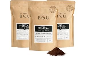 Café BOU - Café Molido para Cafetera Italiana | Café Premium 100% Natural | Tueste alto | Café Molido con Aromas a Chocolate | Pack 3 Paquetes x 250gr