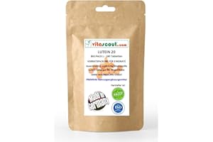 Lutein 20 II 180 Tabletten á 10mg - für 3 Monate - OHNE MAGNESIUMSTEARAT - MADE IN GERMANY von VITASCOUT®