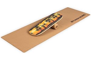 ‎BOARDERKING BoarderKING Indoorboard - Balance Board für Indoor-Surfen und Skaten, Gleichgewichtsboard für NeuroMuscular Response Training, inkl. Schutzmatte