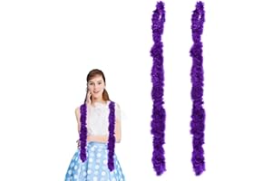 Ceboic 2 Pcs Colorful Feather Boas, 6.6ft Long Fluffy Feather Boa Fancy Dress Accessories for Women Girls Dancing Wedding Party Cosplay Halloween Christmas Carnival