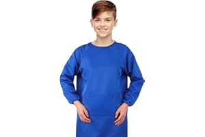 ‎LIVDOUYU Livdouyu Malerkittel Kinder, Malschürze Kinder 8-12 Jahre Wasserdicht Malkittel Bastelschürze mit Big Taschen und ärmeln Malerkittel für Basteln