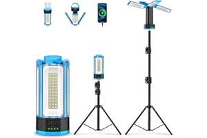 T-SUN Rechargeable LED Work Light with Metal Stand,4100Lumen Portable Magnetic Camping Light,10400Ah Battery,Job Site Lighting for Outdoor Barbecue Golf Fishing Indoor Workshop Garage