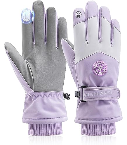 Andiker Gants de ski pour femme - Coupe-vent et imperméables - Gants d'hiver thermiques - Doublure douce