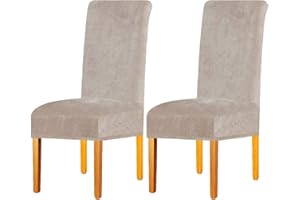 LANSHENG Dining Chair Covers Set of 2, Stretch High Back Chair Seat Protector Slipcovers, Washable Removable Kitchen Chair Covers for Dining Room (Camel, Set of 2)