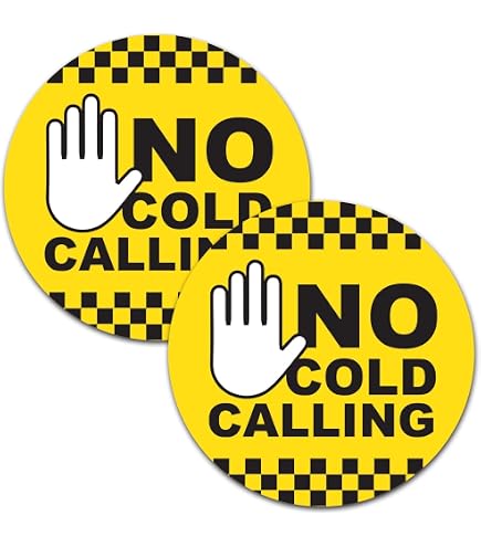 2 X No Junk Mail / Cold Callers Warning Stickers - Yellow Vinyl For Front Door Or Letterbox
