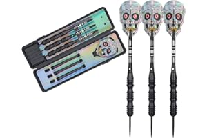 Tiardey Set di 3 Freccette in Acciaio, tungsteno da 24 Grammi con aste in Alluminio e 3 voli di Stile + 1 Custodia, Set di Punte per Freccette in Metallo Professionali