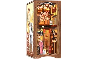 CUTEBEE DIY Book Nook Kit - Casa de muñecas en Miniatura de Madera con Muebles y Luces LED, Decoración de inserción de estantería Creativa, Under The Sakura Tree