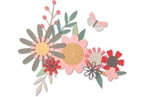 Sizzix Set de Troqueles Thinlits 17 pzas 664397 Flores enfatizados by Sophie Guilar, Papel Plástico, Multicolor, Talla única