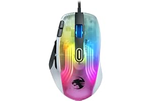 Roccat Kone XP - mysz do gier z oświetleniem 3D z czujnikiem optycznym 19 000 DPI, kółko Krystal 4D, konstrukcja z wieloma przyciskami i oświetleniem AIMO RGB, biały