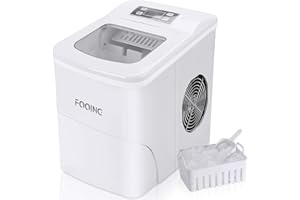 Eiswürfelmaschine FOOING Ice Maker Cube Maschine Bereit in 6 Minuten 2L Eisbereiter mit Selbstreinigungsfunktion LED-Anzeige Ice Cube Maker Eiswürfelmaschine Crushed Ice Maschine für Zuhause, Weiß