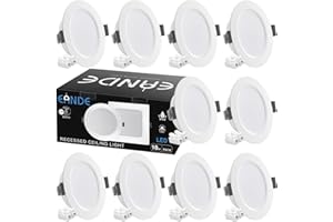 Eande Lot de 10 Spots Led Encastrable Extra Plat 10W Ø144mm Blanc Froid 6500K Spot Encastré Led 220V 900LM, Equivalent 90W Spots de Plafond Intérieur Plafonnier, Trou 115-120mm