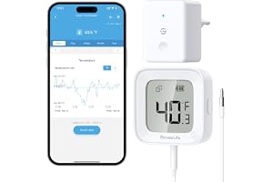 GoveeLife WLAN-kyletermometer digital med larm, trådlös trådlös frystermometer med app, LCD-skärm, 2 års dataexport, för kyls