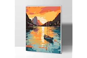 Modojuny pintura por números para adultos y niños, Paint by Numbers Kit con pigmento acrílico y pinceles, regalo y decoración de pared, paisaje de amanecer de 30 x 40 CM (con marco) – más de 9 años