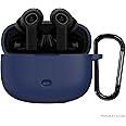 Sounce Earphone Case Cover Compatible for Boat Nirvana Ion, Soft Silicone Skin Case Cover Shock-Absorbing Protective Case with Keychain [Front LED Visible](Blue)
