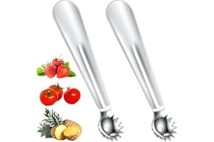 MTBRICEY 2 Pcs Dénoyauteur de Tomates en Acier Inoxydable Cuillère Parisienne Multifonction pour Fraises Équeuteur de Fruits et Légumes Ustensiles de Cuisine à Manche Ergonomique Pour Tomates Fraises Pommes