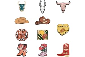 Sparkeads 12 stycken cowboy emalj pins ko hatt båt brosch västerländsk metall dekorativa märken för pullover tröja kläder kos