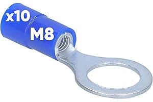 Kalitec RKSBM8 - Terminales de cable de anillo (10 unidades, 1,5 – 2,5 mm², aislados, M8, azul, cobre, cuello de PVC, para conectar cables o trenzas, terminales de cable, conectores de cable, protege