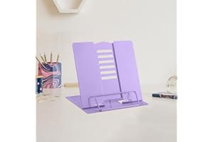 MSDADA Piccolo Supporto per Libri da Scrivania in Metallo Regolabile per Libri di Cucina e Documenti Portatile Robusto per Ricette Libri di Testo Tablet Libri Musicali(Viola)