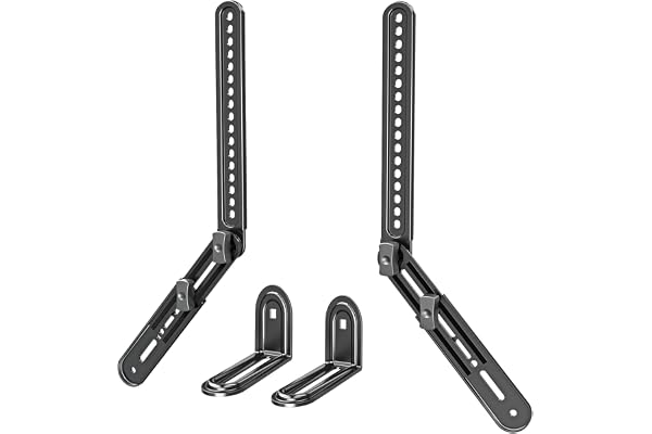 MOUNTUP Speaker Mount, Sound Bar TV Bracket, Fits Most Sound Bars Up to 15 Lbs, Mounting Above or Under TV, Tool-Free Knob Adjustable, for 23-90" TVs with Detachable Extension Arms and L-Brackets