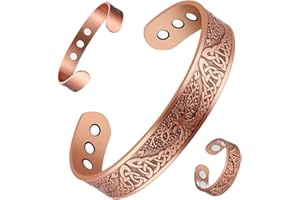 Vicmag Bracelet en cuivre pour homme, ultra résistant, magnétique, 99,99 % cuivre pur, taille réglable, avec boîte cadeau