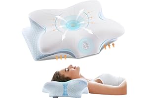 FAIORD Memory Foam Pillow, Ergonomic Neck Pillow, Supportive Pillow, Suitable for Side, Back and Stomach Sleepers, Removable Pillowcases (Blue, 54 x 40 cm)