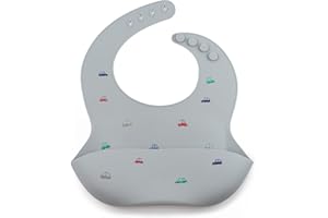 J. BØRN J.Børn Baby Silicone Bib | Hand-Painted Design | Gift Wrapped with Stickers Included | Waterproof Baby Feeding Bib | Deep Front Pockets | 4 Sizes Kids Weaning Bib