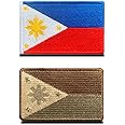 Zcketo 2 PCS Philippines Flag Patches Hook and Loop Fastener Embroidered Tactical Military National Filipino Patch for Attach to Caps,Bags,Backpacks,Vest,Uniforms,Team Clothes,Tactical Etc.