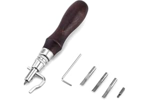 QWORK® 7-in-1 Kit di Attrezzi per la Lavorazione del Cuoio, Strumento per Scanalatura in Pelle