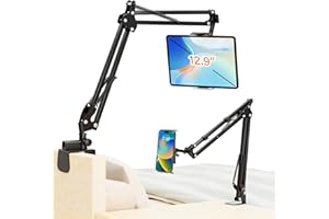 PEYOU Tablet Halterung Bett für Ständerhalter,360 Grad Drehbarer IPad Halterung mit Stabilem Kohlenstoffstahl, Kindle Halterung Bett für Phone/M-Switch,oder Andere 4,6"-12,9" Geräte