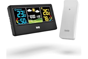 RADIODDITY Raddy WF-55C Wireless Stazione Meteo Interna Esterna Termometro Igrometro Display a Colori Previsioni Meteo con Sensore Extra per Uso Domestico