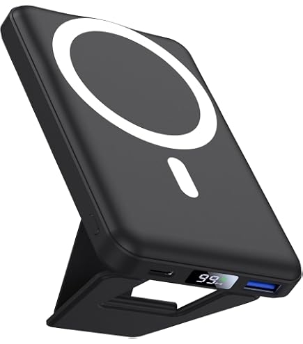Power Bank Magnétique 12000mAh 22.5W - Charge Rapide Sans Fil MagSafe - Écran LCD - Support Réglable Pour IPhone