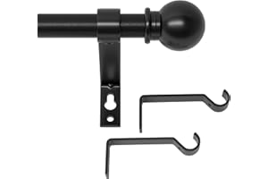 GSBLUNIE Gardinenstange Schwarz Matt 300 cm - Wandmontage Set, Metall 16mm Durchmesser, 3m Lang, für Outdoor Wetterfest