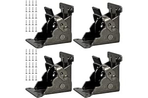 ENENES Folding Hinges, 4 PCS Folding Brackets for Table Bed Leg, 0-90 Degree Bronze Steel Lock Extension Support Hardware with Screws (Dark Brown)
