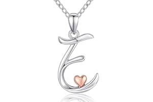 CELESTIA Mujer Collar Letras con Colgantes Inicial Nombre de Plata de Ley 925 Oro Rosa Joyas Personalizado Regalos para Hija Hermana Mujeres Joven Cumpleaños Navidad