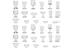 Be In Your Mind 2 zestawy (34 szt.) miniaturowe kubki do domku dla lalek skala 1:12 plastikowe mini kieliszki do wina symulacja kubek do lodów kuchnia udawaj zabawkowy model do domu dla lalek