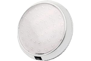 JUTTAUTO RV innerlampa 12 V LED takkupol takbelysning på/av-strömbrytare för husbil, skåpbil, båt, kallvit, kromyta