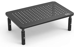 Minthouz Supporto per monitor regolabile in altezza a 3 livelli, supporto ergonomico per monitor con gomma antiscivolo, supporto da tavolo in metallo resistente fino a 20 kg per laptop, computer,