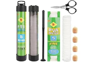 DINGBLUE 5M Pva Mesh Kit with Funnel and Plunger, PVA Bags Carp Fishing with 1 Replacement Pva Mesh, Fast Melt pva mesh carp fishing for Boilie, Bait, Feeding