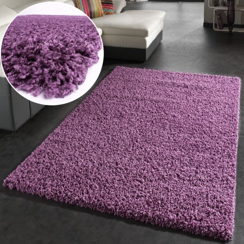 Shaggy Rug High Pile Long Pile Modern Carpet Uni Violet Purple, Size:230x320 cm