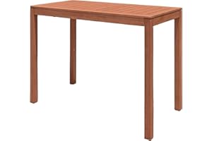 SPETEBO Table haute de jardin en eucalyptus huilé - Charge maximale : 25 kg - 120 x 60 cm - Table de bar d'extérieur en bois massif FSC - Marron - Table haute - Table de bistrot - Table de fête - Table de bar