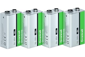 Granicell 4 Pack 9V wiederaufladbare Batterien, 9V NiMH Hochkapazitätsbatterien