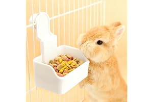 TOKAYIFE Scodella per Coniglio, Scodella per Acqua in Gabbia, Scodella per Cibo e Acqua 2-in-1 per Cucciolo, Gatto, Coniglio, Porcellino d'India, Furetto e Altri Piccoli Animali (Bianco)