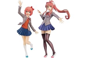 Anjinguang 2 st/set Sayorii & Monika Action Figure Anime Flicka Staty PVC Skoluniform Stil Stående Pose Modell Bordsdekoratio