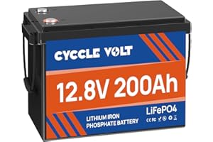 Mini batería de Litio 12V 200Ah, CYCCLEVOLT Batería LiFePO4 200Ah con BMS, 8000+ ciclos, Capacidad máxima 2560wh autocaravanas, Motores de Arrastre, Almacenamiento de energía en el hogar