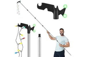 Bucherry 3-15 Ft Christmas Light Hanger Pole with Utility Hook Extension Pole Christmas Lights Telescoping for Xmas Lights Installation Multi Purpose Rod with Universal Thread