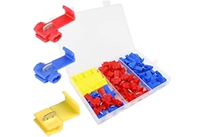 senvenelec 50Pcs Terminal de connecteur de connecteur rapide de fil de verrouillage écossais, connecteur de fil, connecteur de branche de connecteur rapide - 22Pcs rouge, 22Pcs bleu, 6Pcs jaune