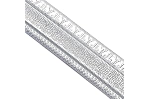 NIBESSER 3D Wallpaper Border Stickers Self Adhesive Wall Trim Line Skirting Border Removable Foam Molding Trim Wall Room Tiles Sticker Waterproof Baseboard Wallpaper for Kitchen Bathroom (Silver Gray, 230×8cm)